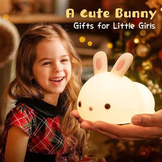 Vendita calda Cute Battery Baby Rabbit Bunny up Silicone Animal Night Light